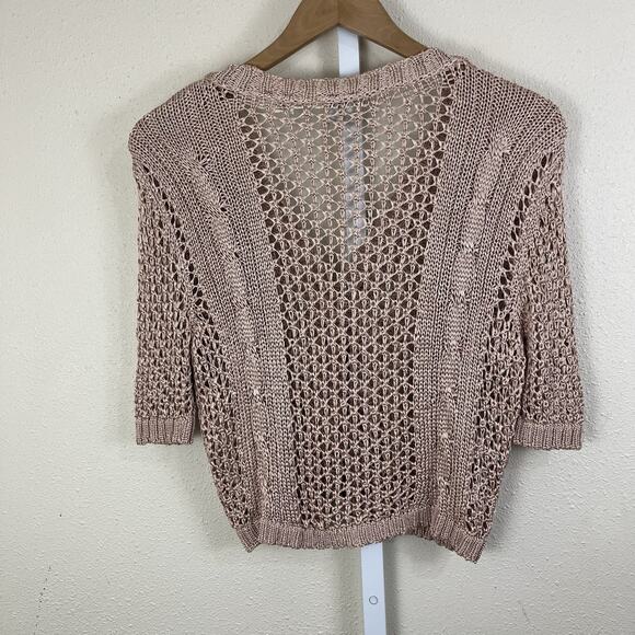 Vintage GAP Crochet Knit Cardigan Womens M Medium Short Sleeve Crop USA - Picture 3 of 4